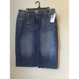 TIME AND TRU Womens Size 16 Denim Blue Jean Front Slit Maxi Skirt